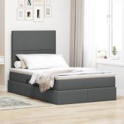 vidaXL Förvaringssäng med madrass Mörkgrå 120 x 200 cm Polyester