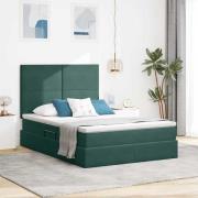 vidaXL Förvaringssäng med madrass Mörkgrön 140 x 190 cm Sammet