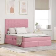 vidaXL Förvaringssäng med madrass med madrass Rosa 140 x 200 cm Sammet