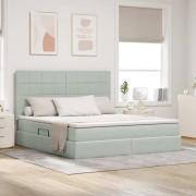 vidaXL Förvaringssäng med madrass Ljusgrå 160 x 200 cm Sammet