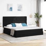 vidaXL Förvaringssäng med madrass Svart 200 x 200 cm Sammet