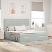 vidaXL Förvaringssäng med madrass Ljusgrå 180 x 200 cm Sammet