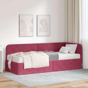 vidaXL Hörn Sängram Vinröd 80 x 200 cm Sammet