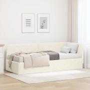 vidaXL Hörn Sängram med madrass med huvudgavel Kräm 80 x 200 cm Sammet