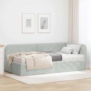 vidaXL Hörn Sängram med madrass Ljusgrå 100 x 200 cm Sammet