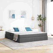 vidaXL Förvaringssäng med madrass Mörkgrå 160 x 200 cm Polyester