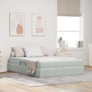 vidaXL Förvaringssäng med madrass Ljusgrå 140 x 200 cm Sammet