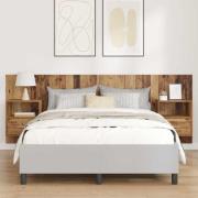 vidaXL Huvudgavel Med Skåp med låda 3 pcs Gammalt trä Konstruerat trä