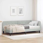 vidaXL Hörn Sängram Ljusgrå 90 x 200 cm Sammet