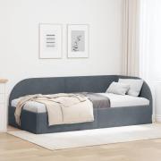 vidaXL Hörn Sängram med huvudgavel Mörkgrå 90 cm x 190 cm Sammet