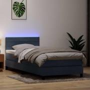 vidaXL Resårsäng med madrass och LED mörkgrå 80x210 cm sammet