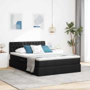 vidaXL Förvaringssäng med madrass Svart 140 x 190 cm Konstruerat trä