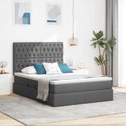 vidaXL Förvaringssäng med LED med led Mörkgrå 140 x 190 cm Polyester