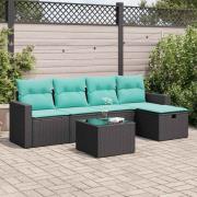 vidaXL Loungegrupp med dynor 6 delar svart konstrotting