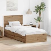 vidaXL Sängram med huvudgavel Artisan Ek 90 x 190 cm Konstruerat trä