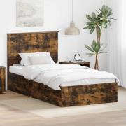 vidaXL Sängram med huvudgavel Rökt ek 100 x 200 cm Konstruerat trä
