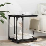 vidaXL Sidobord med hylla Svart Ek 50 x 35 x 55.5 cm Konstruerat trä