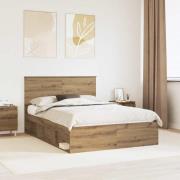 vidaXL Sängram med huvudgavel Artisan Ek 140 x 190 cm Massiv furu