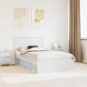 vidaXL Sängram med huvudgavel Vit 120 x 190 cm Massiv furu