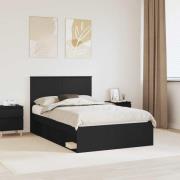 vidaXL Sängram med huvudgavel Svart 120 x 200 cm Massiv furu