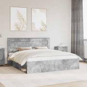vidaXL Sängram med huvudgavel Betong 180 x 200 cm Massiv furu