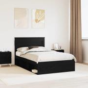 vidaXL Sängram med huvudgavel Svart 120 x 200 cm Massiv furu
