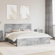 vidaXL Sängram med huvudgavel Betong 180 x 200 cm Massiv furu