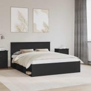 vidaXL Sängram med huvudgavel Svart 160 x 200 cm Massiv furu