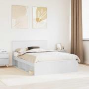 vidaXL Sängram med huvudgavel Vit 140 x 200 cm Massiv furu
