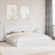 vidaXL Förvaringssäng med huvudgavel Vit 180 x 200 cm Konstruerat trä