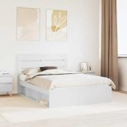 vidaXL Sängram med huvudgavel Vit 150 x 200 cm Massiv furu
