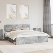 vidaXL Sängram med huvudgavel Betong 180 x 200 cm Massiv furu