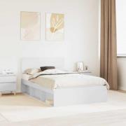 vidaXL Sängram med huvudgavel Vit 135 x 190 cm Massiv furu