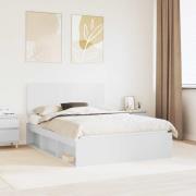 vidaXL Sängram med huvudgavel Vit 150 x 200 cm Massiv furu