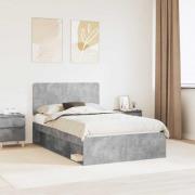 vidaXL Sängram med huvudgavel Betong 120 x 190 cm Massiv furu