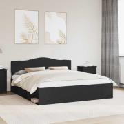 vidaXL Sängram med huvudgavel Svart 200 x 200 cm Massiv furu