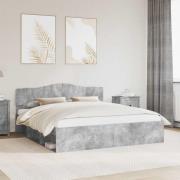 vidaXL Sängram med huvudgavel Betong 180 x 200 cm Massiv furu