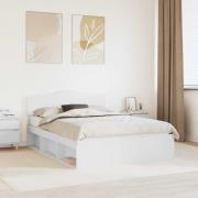 vidaXL Sängram med huvudgavel Vit 140 x 200 cm Massiv furu