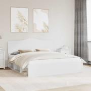 vidaXL Sängram med huvudgavel Vit 200 x 200 cm Massiv furu