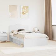 vidaXL Sängram med huvudgavel Vit 135 x 190 cm Massiv furu