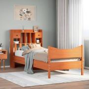 vidaXL Sängram utan madrass vaxbrun 100x200 cm massiv furu