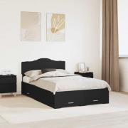 vidaXL Sängram med huvudgavel Svart 135 x 190 cm Konstruerat trä
