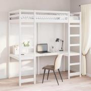 vidaXL Loftsängram Vit 80 x 200 cm Massiv furu