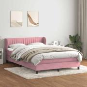 vidaXL Ramsäng med madrass rosa 140x220 cm sammet