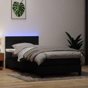 vidaXL Resårsäng med madrass och LED svart 90x210 cm sammet