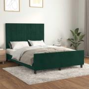 vidaXL Sängram utan madrass mörkgrön 140x190 cm sammet