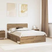 vidaXL Sängram med huvudgavel Artisan Ek 150 x 200 cm Massiv furu