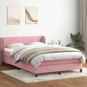 vidaXL Ramsäng med madrass rosa 160x210 cm sammet