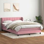 vidaXL Ramsäng med madrass rosa 160x220 cm sammet
