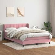 vidaXL Ramsäng med madrass rosa 160x220 cm sammet